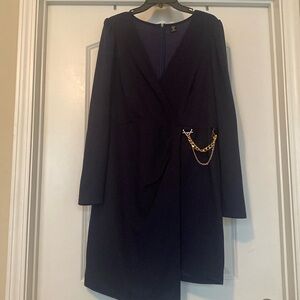 Navy slight asymmetrical dress
